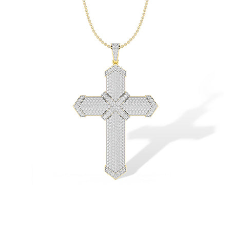 Round LG Diamond Pendant in Yellow Gold - Binson Diamonds Antwerp