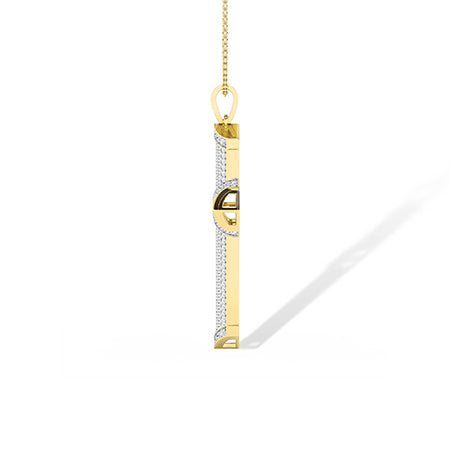 Round LG Diamond Pendant in Yellow Gold - Binson Diamonds Antwerp