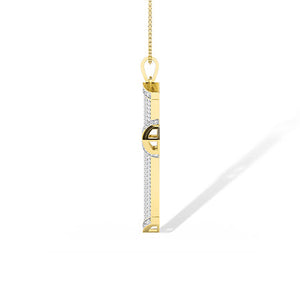Round Lab-Grown Diamond Pendant in 18K yellow gold, side view