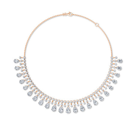 Pear LG Diamond Necklace in Yellow Gold - Binson Diamonds Antwerp