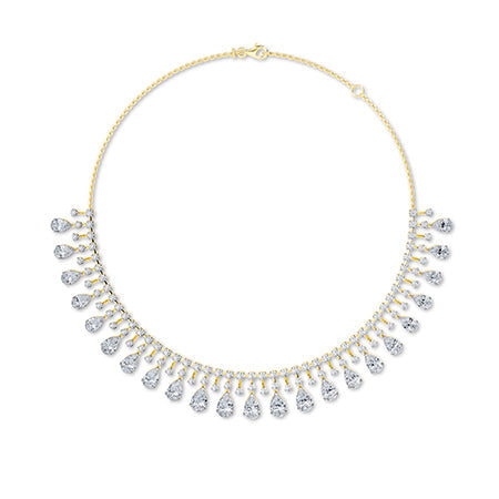 Pear LG Diamond Necklace in Yellow Gold - Binson Diamonds Antwerp