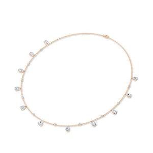Pear Lab-Grown Diamond Necklace in 18K rose gold, angled view