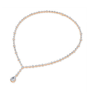 Lab-Grown Diamond Necklace in 18K rose gold, angled view