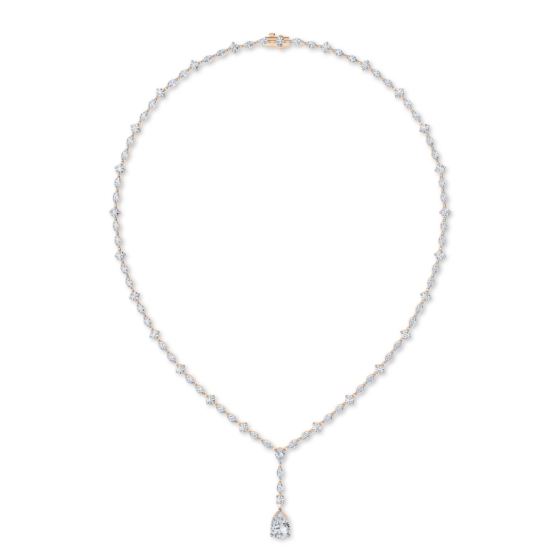 LG Diamond Necklace in Yellow Gold - Binson Diamonds Antwerp