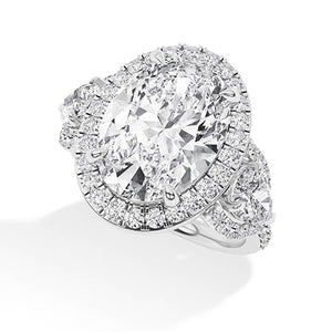 Oval Lab-Grown Diamond Ring in 18K white gold, angled view