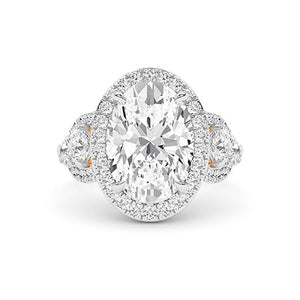 Oval Lab-Grown Diamond Ring in 18K rose gold, overhead view