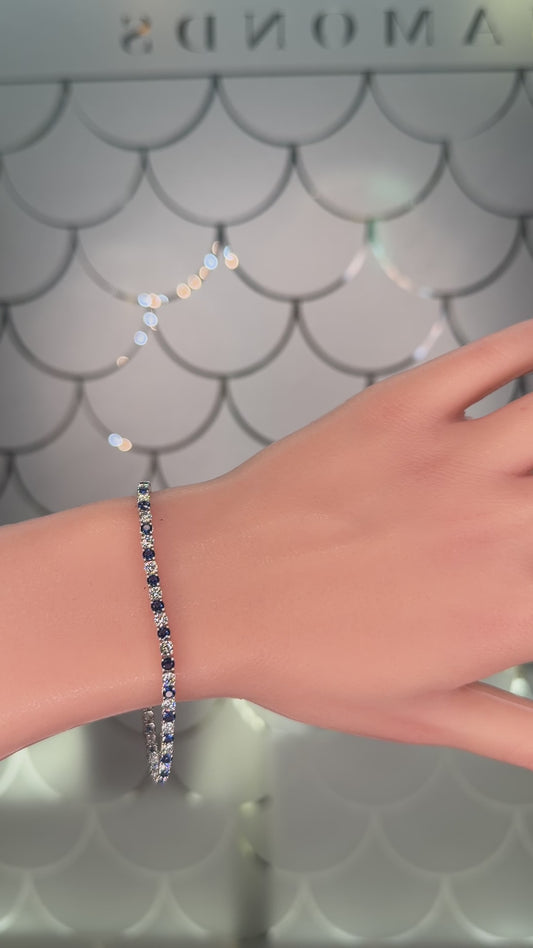 Azure Line – White Gold Diamond & Sapphire Tennis Bracelet